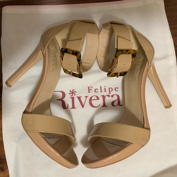 Leather Nude ankle strap heels size 8 - Picture 14 of 15